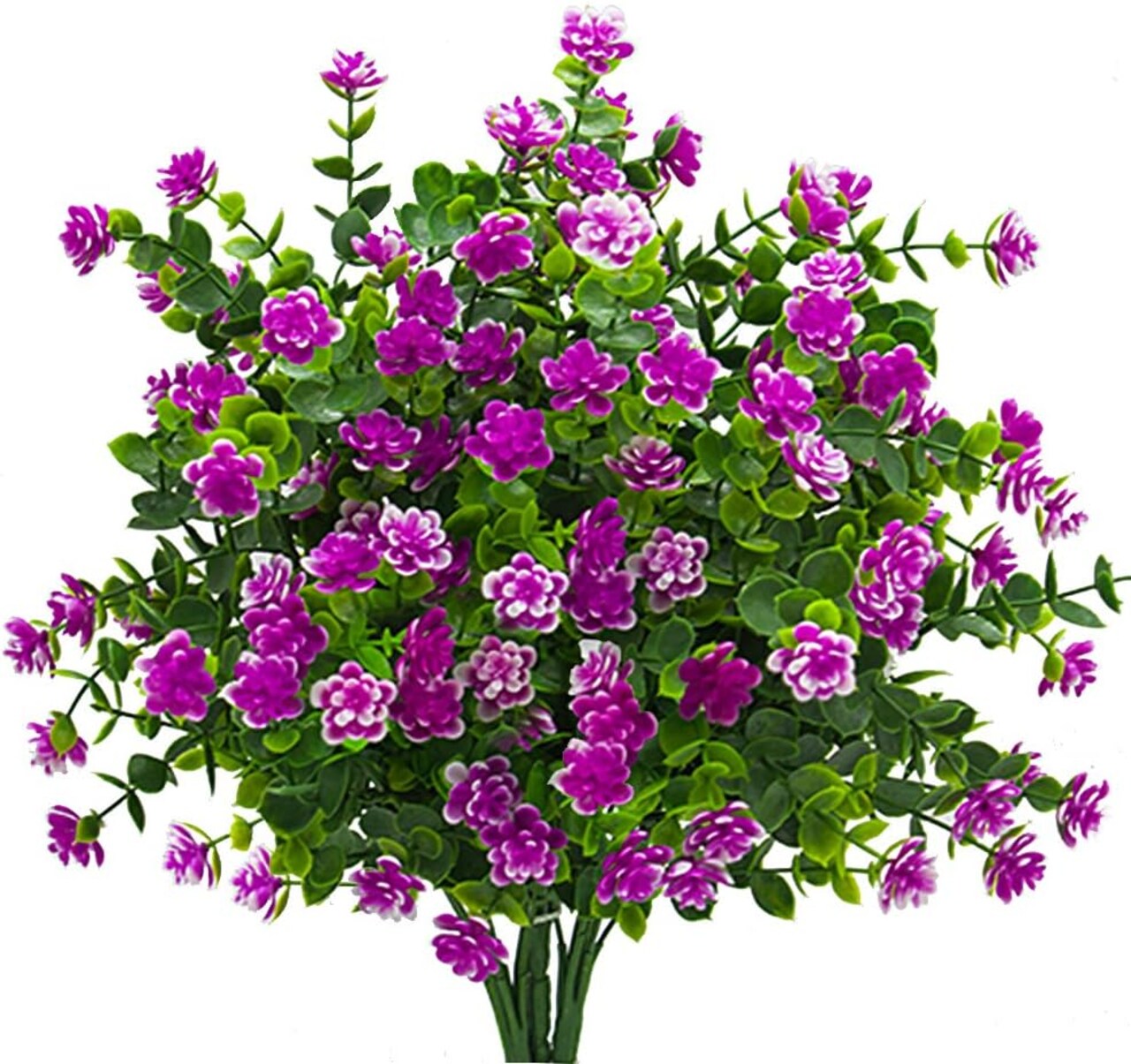 Artificial Flowers, Fake Outdoor UV Resistant Plants Faux Plastic Greenery Shrubs Indoor Outside Hanging Planter Home Kitchen Office Wedding Garden Decor (Magenta)